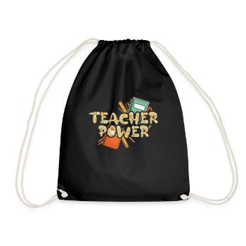 Teacher Power 100th Day Happy 100 Days Of School - Drawstring Bag - black - Front