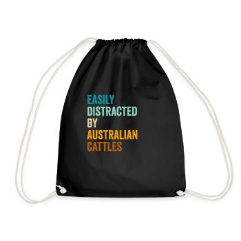 Easily Distracted By Australian Cattles - Drawstring Bag - black - Front