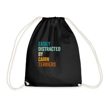 Easily Distracted By Cairn Terriers - Drawstring Bag - black - Front
