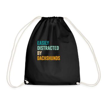 Easily Distracted By Dachshunds - Drawstring Bag - black - Front