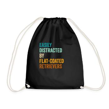 Easily Distracted By Flat-Coated Retrievers - Drawstring Bag - black - Front