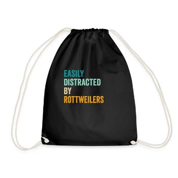 Easily Distracted By Rottweilers - Drawstring Bag - black - Front