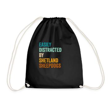 Facilement distrait par les chiens de berger Shetland - Sac de sport léger - noir - Devant