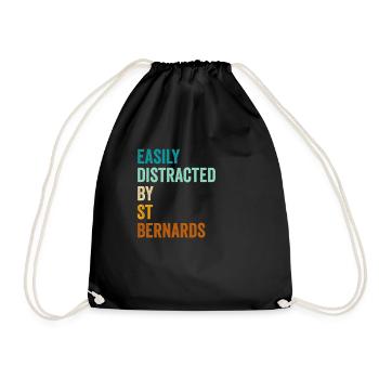 Easily Distracted By St Bernards - Drawstring Bag - black - Front