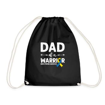 Dad Of A Warrior, Schleife Downsyndrom - Turnbeutel - Schwarz - Vorne