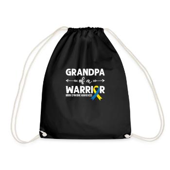 Grandpa Of A Warrior, Schleife Downsyndrom - Turnbeutel - Schwarz - Vorne