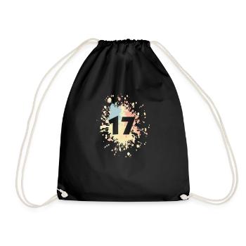 Number 17th Color Splash - Drawstring Bag - black - Front