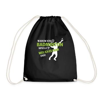 Badminton Geschenkidee Sport Design - Turnbeutel - Schwarz - Vorne