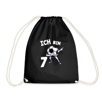 Ich bin 7 Jahre Fußball 7. Geburtstag - Turnbeutel - Schwarz - Vorne