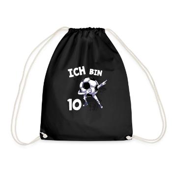 Ich bin 10 Jahre Fußball 10. Geburtstag - Turnbeutel - Schwarz - Vorne