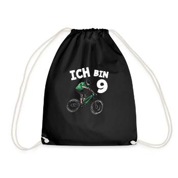 Ich bin 9 Jahre Mountainbike 9. Geburtstag - Turnbeutel - Schwarz - Vorne