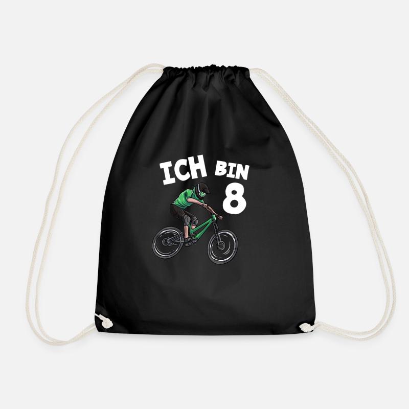 Ich bin 8 Jahre Mountainbike 8. Geburtstag - Turnbeutel - Schwarz