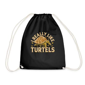 Cute Turtle Sea Turtle Lover - I Really Like Turtl - Drawstring Bag - black - Front