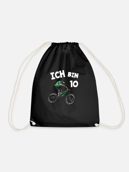 Ich bin 10 Jahre Mountainbike 10. Geburtstag - Turnbeutel - Schwarz