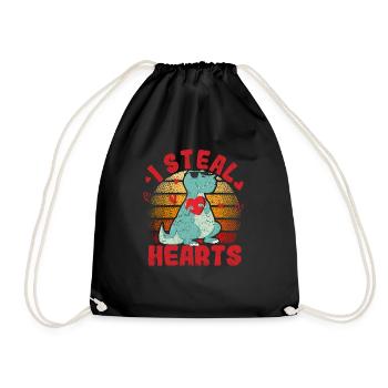 Funny Valentine's Day Dinosaur T Rex Lovers - Drawstring Bag - black - Front
