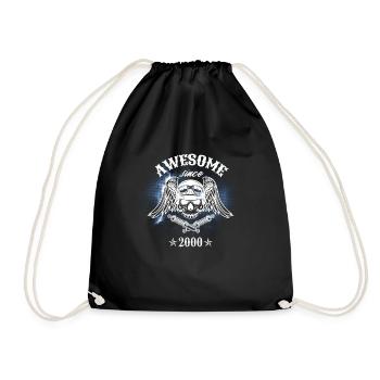 Awesome since 2000, Biker 23. Geburtstag - Turnbeutel - Schwarz - Vorne