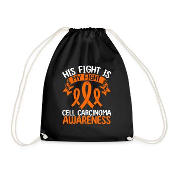 Cell Carcinoma Ribbon Month His Fight is my Fight - Drawstring Bag - black - Front