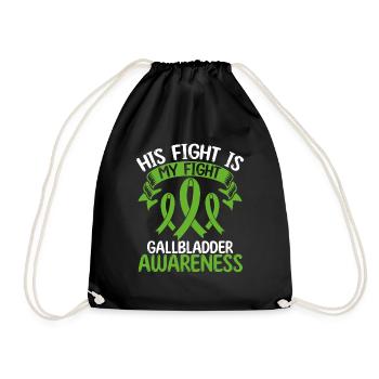 Gallbladder Ribbon Month His Fight is my Fight - Turnbeutel - Schwarz - Vorne