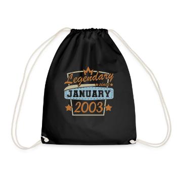Birthday 20 years old January 2003 - Drawstring Bag - black - Front