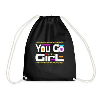 You go girl slogan design - Drawstring Bag - black - Front