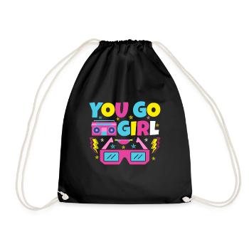 You go girl slogan design - Drawstring Bag - black - Front