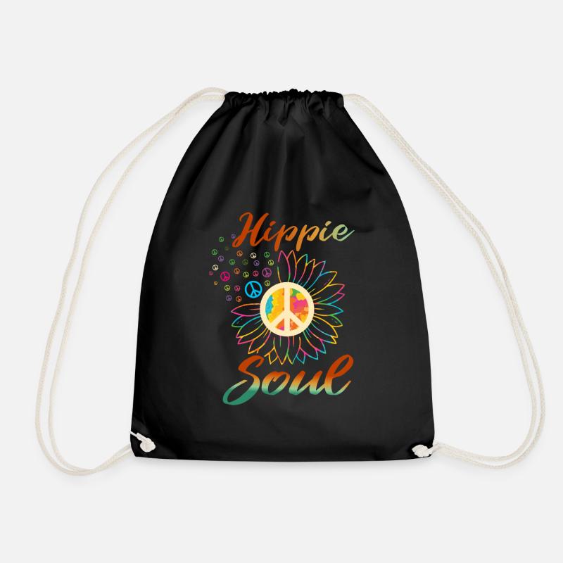 Hippie soul - Drawstring Bag - black