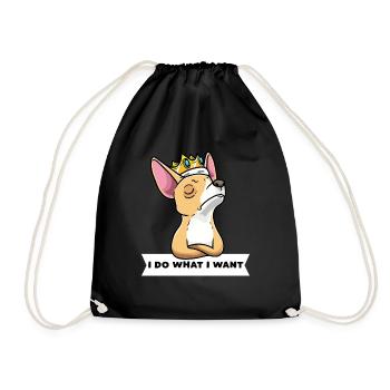 Chiweenie chien avec couronne - Sac de sport léger - noir - Devant