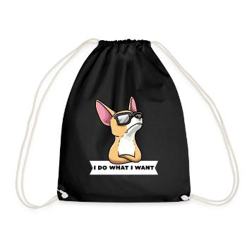 Chiweenie chien avec des lunettes de soleil - Sac de sport léger - noir - Devant