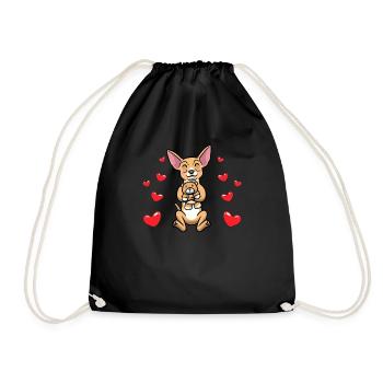 Chiweenie dog with cuddly toy - Drawstring Bag - black - Front