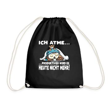 Schlummernde Eule Mit Kuscheltier Schlaf - Turnbeutel - Schwarz - Vorne
