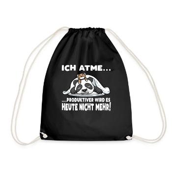 Schlafender Panda Mit Plüschtier Schlaf - Turnbeutel - Schwarz - Vorne