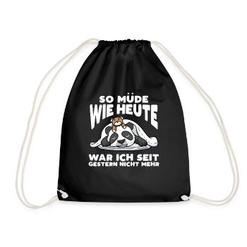Schlafender Panda Mit Plüschtier Schlaf - Turnbeutel - Schwarz - Vorne
