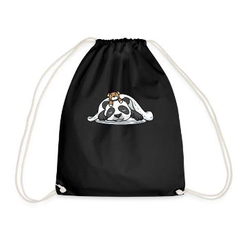 Funny sleeping panda with sleeping - Drawstring Bag - black - Front
