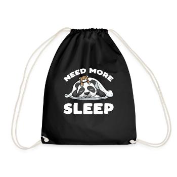 Need more sleep Panda Sleeping with Plush Toy - Drawstring Bag - black - Front