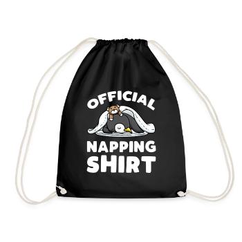 Official Nap Shirt Sleeping Penguin - Drawstring Bag - black - Front