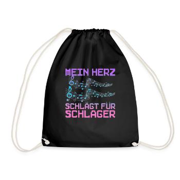 Mein Herz Schlägt Für Schlager Volksmusik Gaudi - Turnbeutel - Schwarz - Vorne