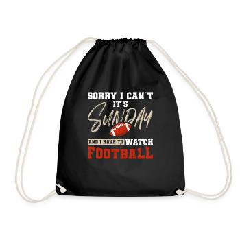 American Football Sonntag Fooballspieler Fan - Turnbeutel - Schwarz - Vorne