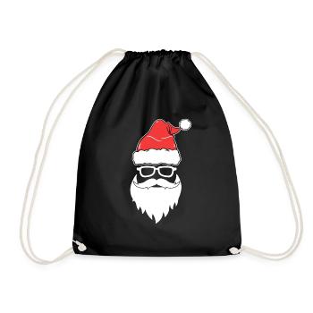 Visage cool du Père Noël avec des lunettes - Sac de sport léger - noir - Devant