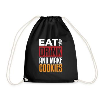 Eat drink and make cookies - Drawstring Bag - black - Front