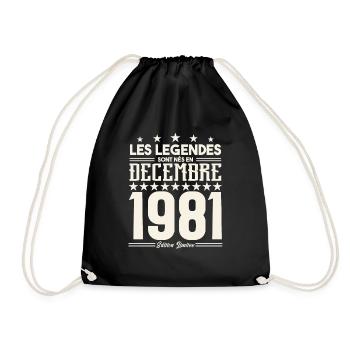 Les Légendes Sont Nés En Décembre 1981, Cadeau. - Sac de sport léger - noir - Devant