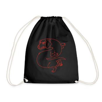 Japanischer Dackel Drache Dog Fun Dackel - Turnbeutel - Schwarz - Vorne