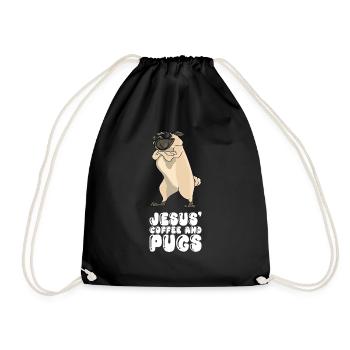 Jesus Coffee And Pugs - Drawstring Bag - black - Front