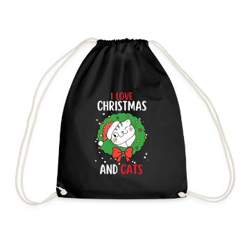 J’aime Noël et Chats Chat Noël - Sac de sport léger - noir - Devant