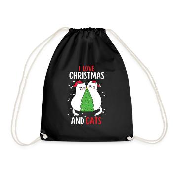 J’aime Noël et Chats Chat Noël - Sac de sport léger - noir - Devant