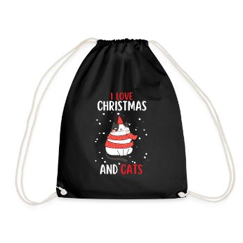 J’aime Noël et Chats Chat Noël - Sac de sport léger - noir - Devant