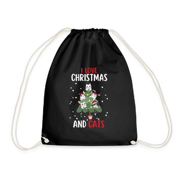 J’aime Noël et Chats Chat Noël - Sac de sport léger - noir - Devant
