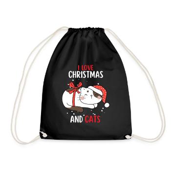 J’aime Noël et Chats Chat Noël - Sac de sport léger - noir - Devant