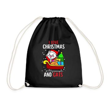 J’aime Noël et Chats Chat Noël - Sac de sport léger - noir - Devant