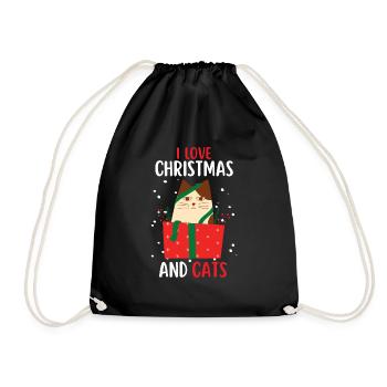 J’aime Noël et Chats Chat Noël - Sac de sport léger - noir - Devant