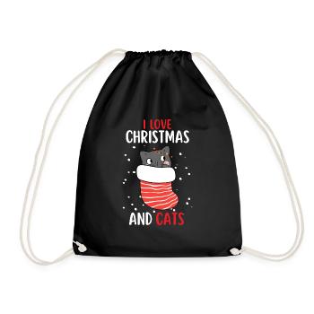 J’aime Noël et Chats Chat Noël - Sac de sport léger - noir - Devant